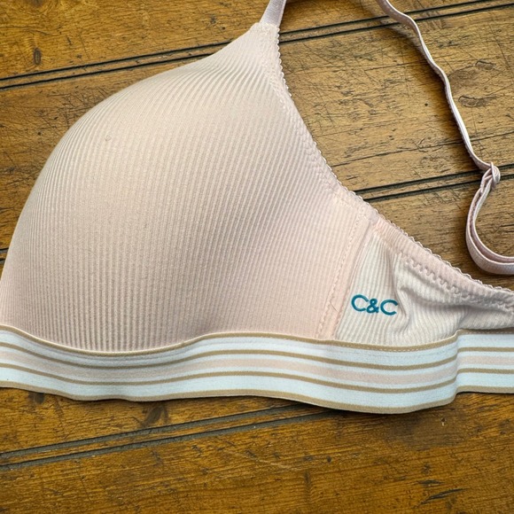 C&C California Light Pink Ribbed‎ Wirefree Bra 38C - Picture 2 of 6